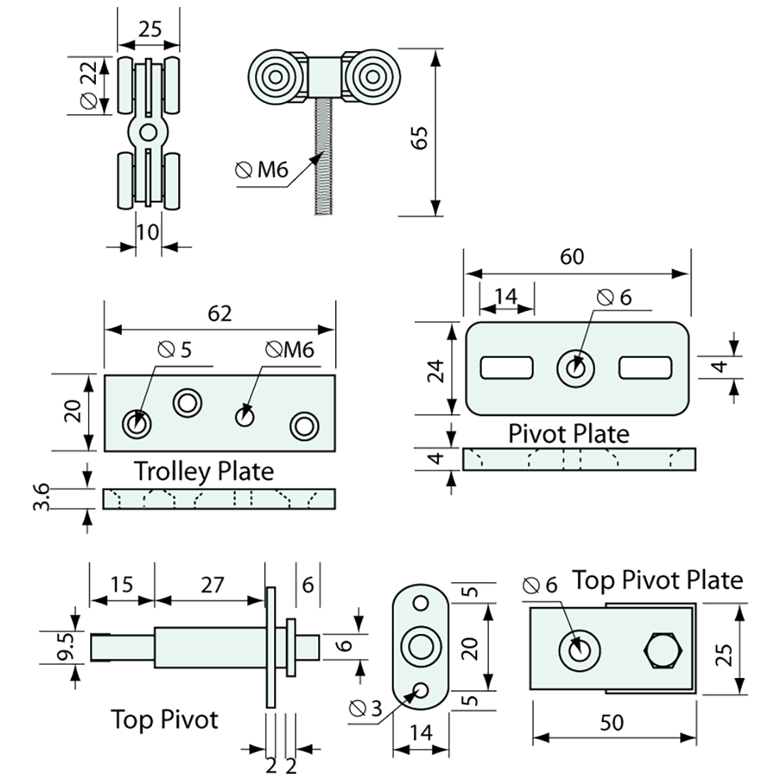 Bi Fold Door Trolley Kit 50kg